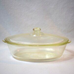 Vintage Glasbake Oval Clear Glass Covered Casserole Dish 1 Qt